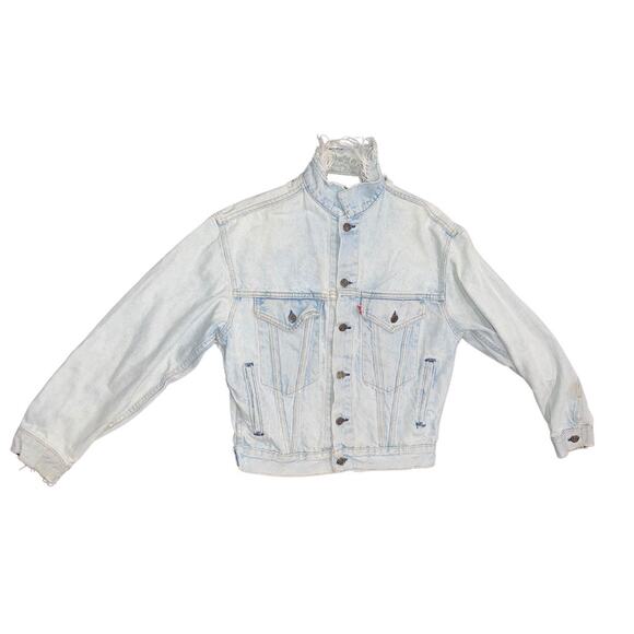 Levi's Strauss Distressed Jean Denim Jacket Light Blue Wash Vintage - Picture 1 of 5